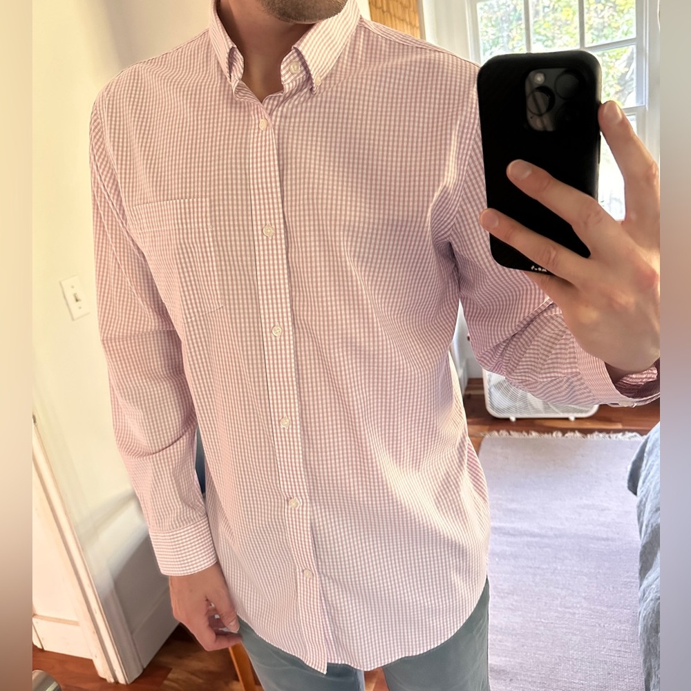 Banana Republic Pink and White Striped Shirt